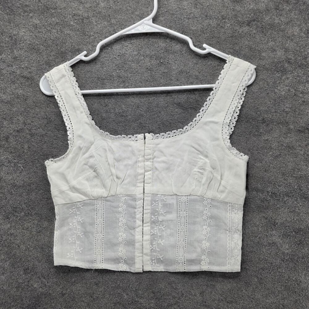 L.A. HEARTS Camisole Tank Womens XS White Scoop Neck Sleeveless Lace Embroidered